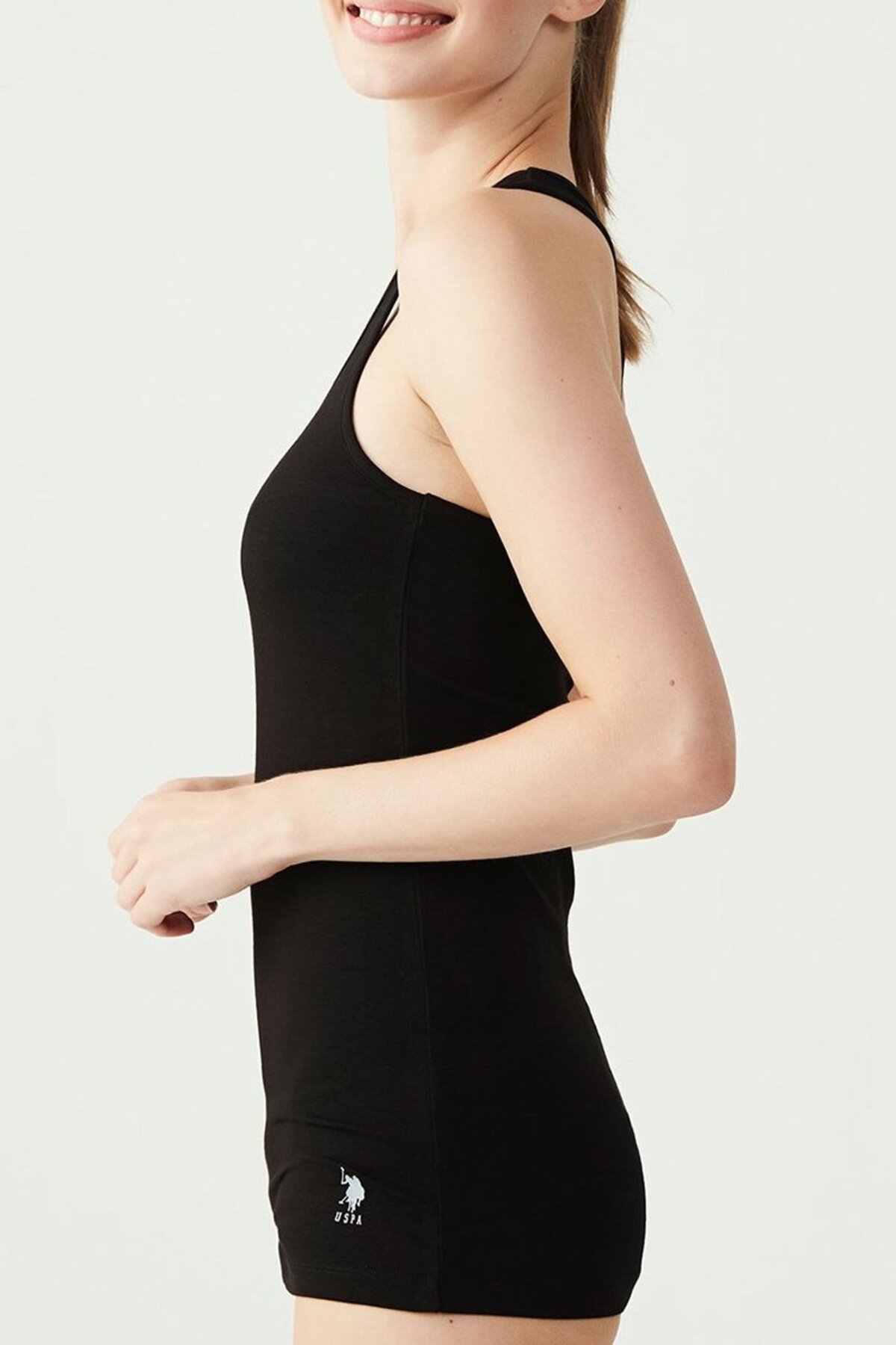 U.S. Polo Assn. 66001, Cotton & Modal & Lycra, Women's Sport Singlet Black - Image 3