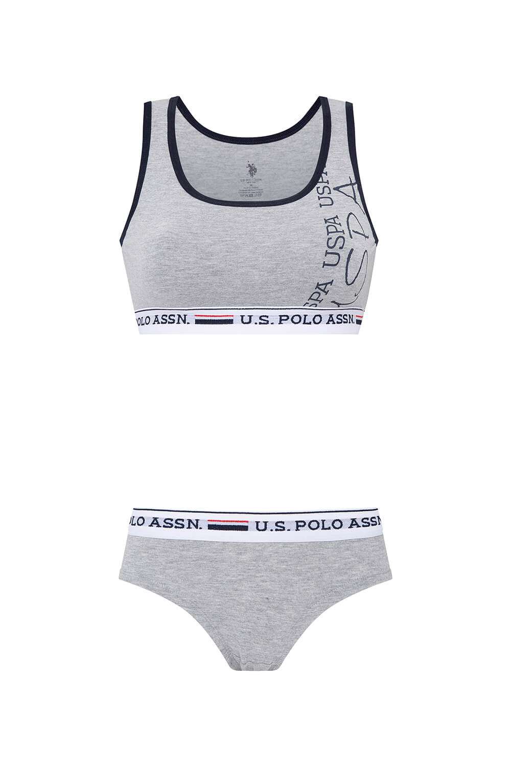 U.S. Polo Assn. 66255, Polo Lettering Stripe, Bustier & Boyshort Set, Navy Blue - Image 8