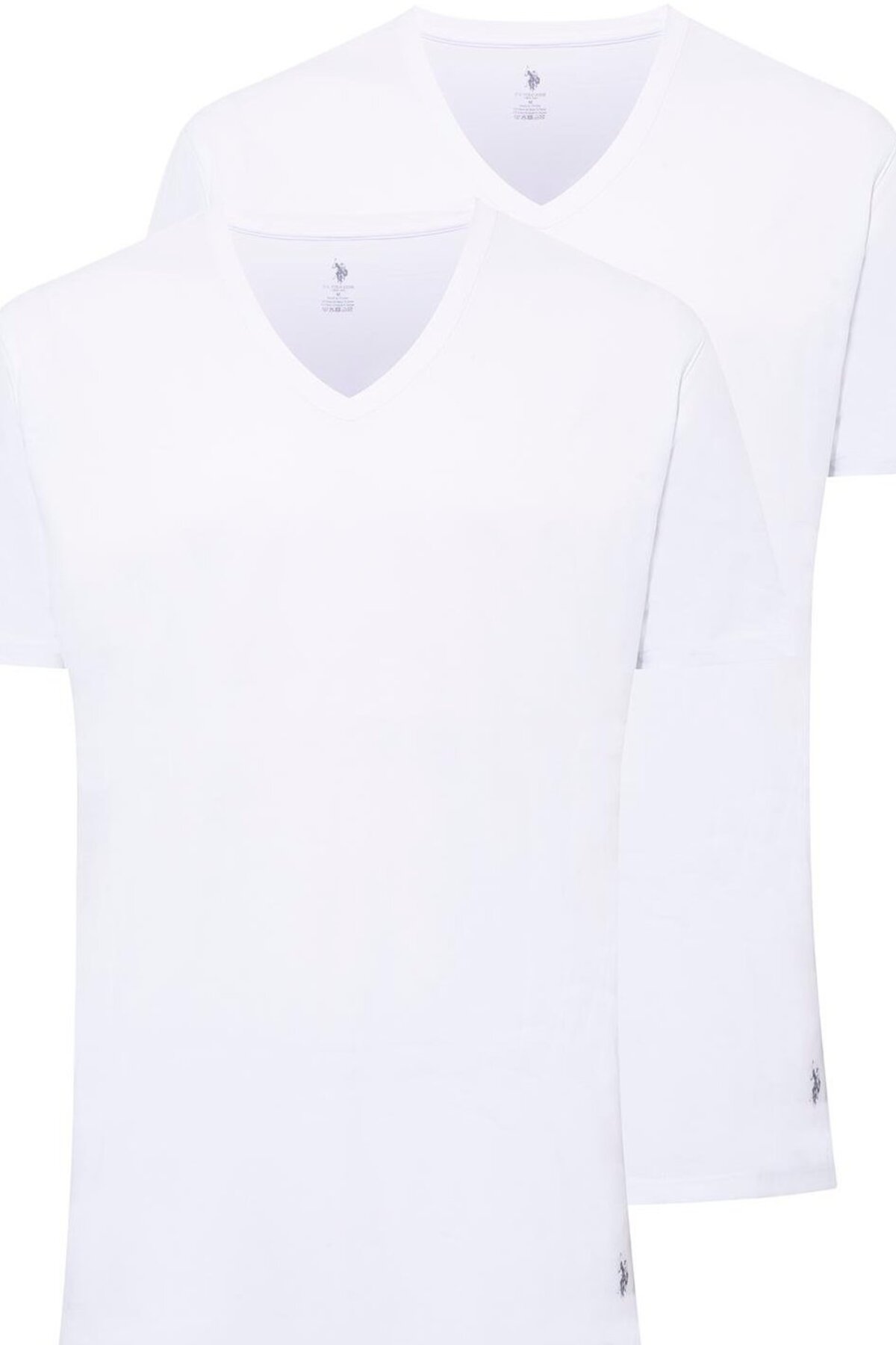 U.S. Polo Assn. 90001, 2 Pack, 100% Cotton, V-neck, Men's Undershirt & T-shirt Set White