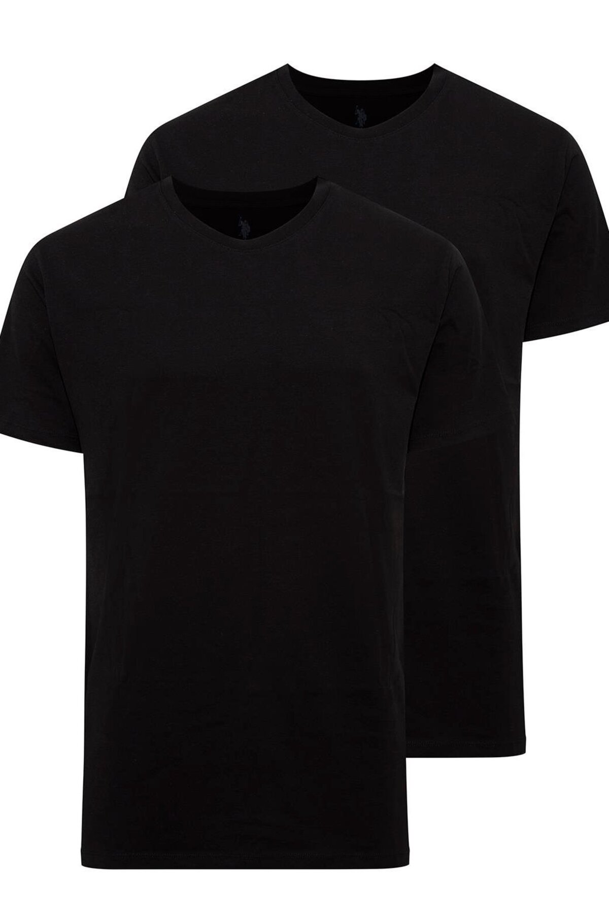 U.S. Polo Assn. 90002, 2 Pack, 100% Cotton, Round Neck, Men's Undershirt & T-shirt Set Black