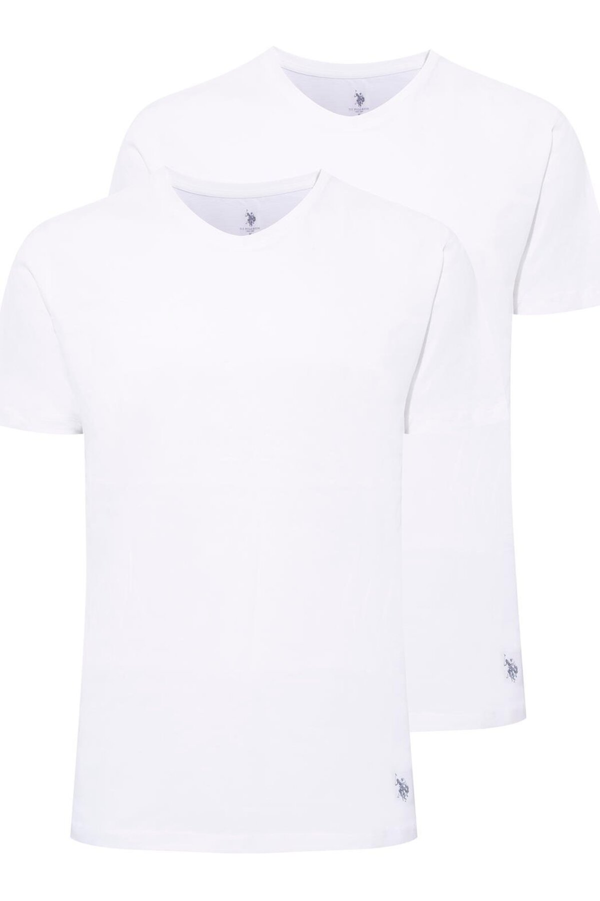 U.S. Polo Assn. 90002, 2 Pack, 100% Cotton, Round Neck, Men's Undershirt & T-shirt Set White