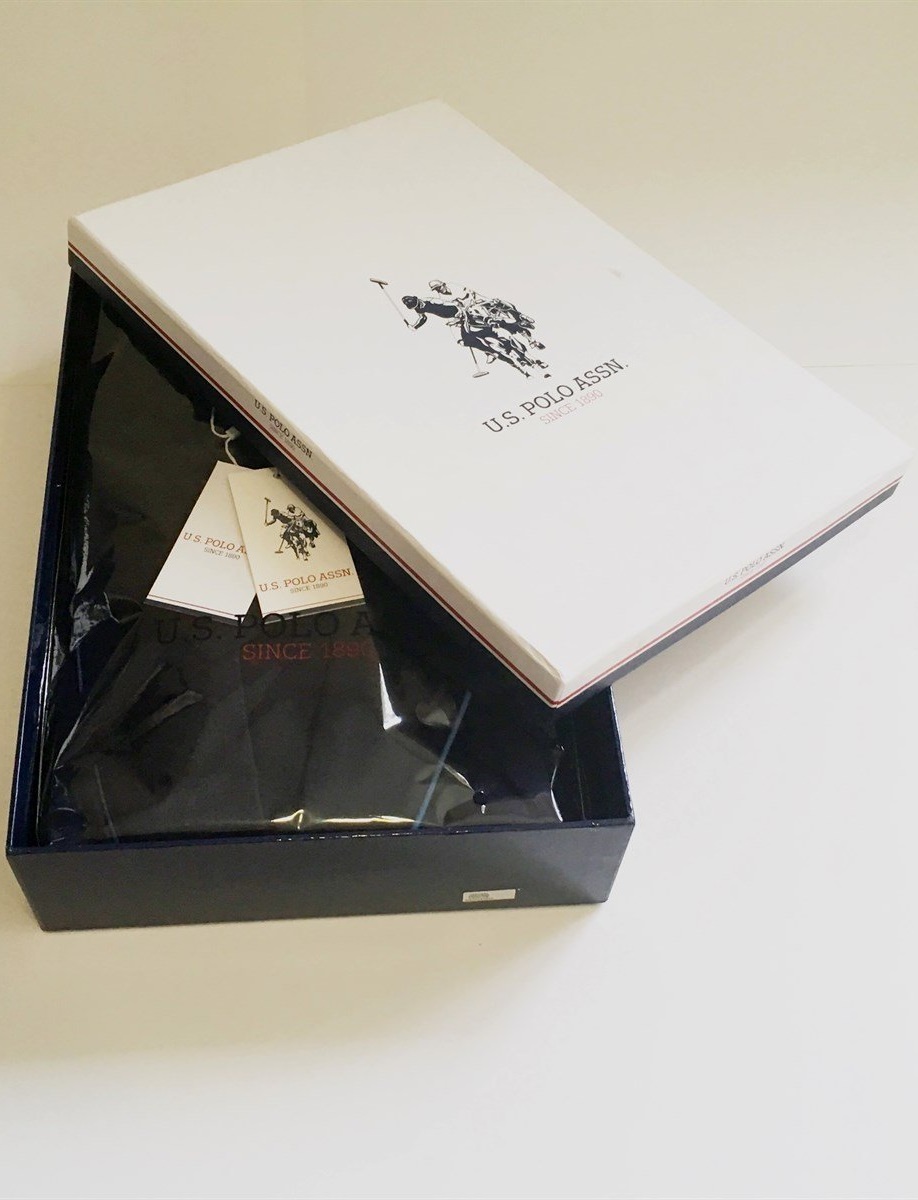 U.S. Polo Assn. Cotton Men’s Pajama Set & Robe & Shorts Set, 5-Piece Set, Navy Blue - Image 5